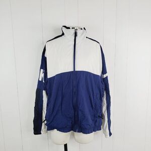 Vntg Nike Mens Blue White Long Sleeve Sports Full Zip Performance Jacket Size XL